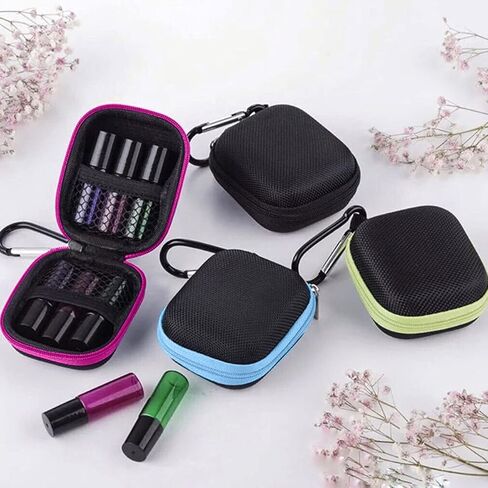 Essential Oil Storage Case 2pcs Mini Essential Oil Carrying Cases 5ml Essential Oil Key Chain Essential Oil Bottle Rack Container Organizer Container for Travel (Blue) in Saudi Arabia
