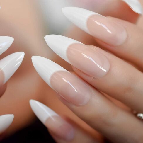 CoolNail Rose Hot Red Nail Long Sharp Head Fake Nails 24-Pcs Rose Red Color Curved False Nail Full Designed Nails valse nagels in Saudi Arabia