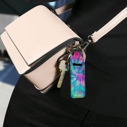 حامل سلسلة مفاتيح بأكمام أحمر الشفاه من COEQINE مع نمط كسل لطيف وعيدان شفاه مرنة وحامل سلسلة مفاتيح وحقيبة بلسم الشفاه للنساء والفتيات in Kuwait