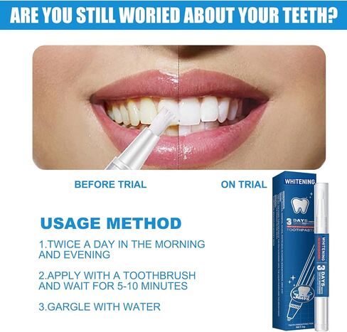 قلم تبييض الأسنان، عبوتين من جل علاجات تبييض الأسنان، فعال وغير مؤلم، لا يسبب حساسية، مناسب للسفر، سهل الاستخدام، ابتسامة بيضاء جميلة، نكهة النعناع الطبيعية in Kuwait