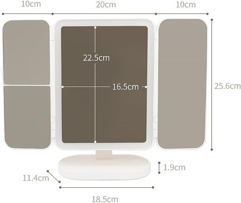 CIETÖ Vanity Mirror with Lights, Lighted Makeup Mirror with 2X and 3X Magnification, Rechargeable Light up Mirror with 70 Dimmable LED Beads, 3-Color Temperature, Cosmetic Organizer Base, White in Saudi Arabia