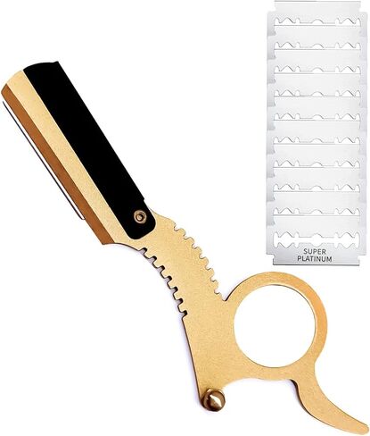 مجموعة حلاقة مستقيمة مع شفرات، ماكينة حلاقة كلاسيكية ذات حافة مستقيمة لحلاقة دقيقة ودقيقة، ماكينة حلاقة يدوية احترافية لتشذيب اللحية، نافاجا دي باربيرو in Kuwait