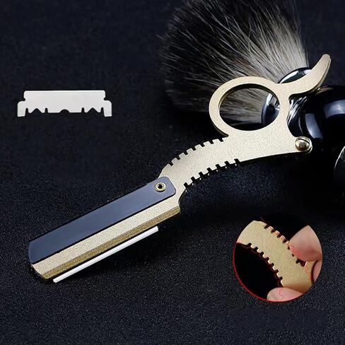 مجموعة حلاقة مستقيمة مع شفرات، ماكينة حلاقة كلاسيكية ذات حافة مستقيمة لحلاقة دقيقة ودقيقة، ماكينة حلاقة يدوية احترافية لتشذيب اللحية، نافاجا دي باربيرو in Kuwait