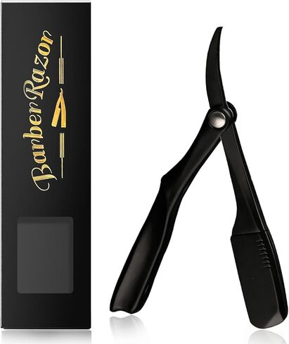 Barber Straight Razor, Professional Straight Edge Razor, Stainless Steel Barber Single Blade Edge Razors for Men Close Shaving - Black in Saudi Arabia