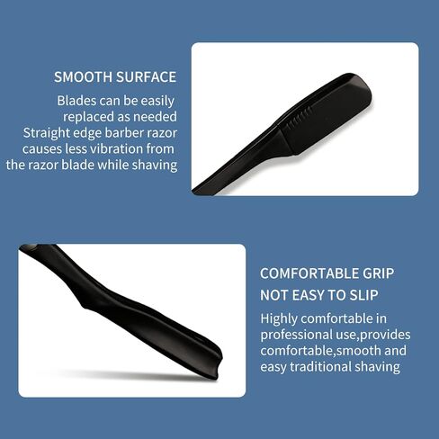 Barber Straight Razor, Professional Straight Edge Razor, Stainless Steel Barber Single Blade Edge Razors for Men Close Shaving - Black in Saudi Arabia