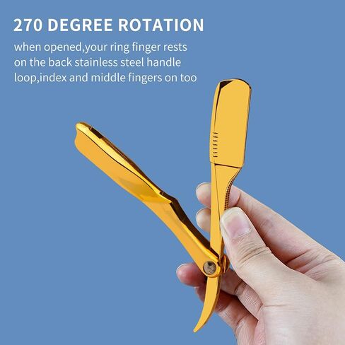 Barber Straight Razor, Professional Straight Edge Razor, Stainless Steel Barber Single Blade Edge Razors for Men Close Shaving - Black in Saudi Arabia