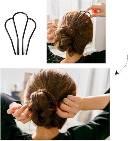 Premium Metal Hair Side Combs - 2-Piece Set | Black Color - Hair Combs for Women Accessories | Hair Fork Clip, Side Hair Comb, French Twist Tool in Saudi Arabia
