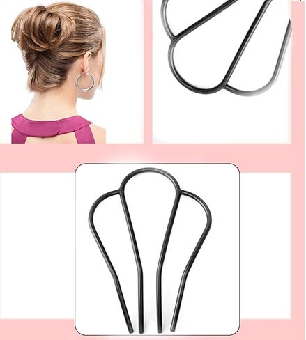 Premium Metal Hair Side Combs - 2-Piece Set | Black Color - Hair Combs for Women Accessories | Hair Fork Clip, Side Hair Comb, French Twist Tool in Saudi Arabia