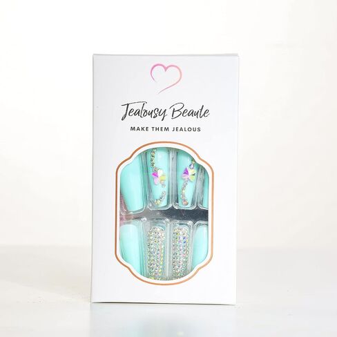 Jealousy-press on nails-easy to apply-super cute-press ons-last long-press on nails short-press on nails long-press on nails coffin-fake nail-press on nails medium length-acrylic press on nails coffin in Saudi Arabia