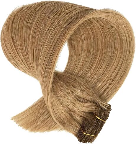Clip in Hair Extensions, Golden Brown Hair Extensions Real Human Hair Clip ins 12 Inch Double Weft Clip in Hair Extensions Real Human Hair Clip in Extensions 70G 7 Pieces Clip on for Women in Saudi Arabia