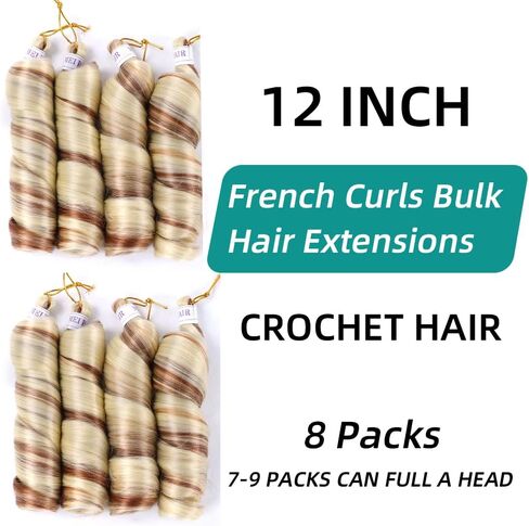 French Curly Braiding Hair for Box Braids 8 Packs 12 Inch 85G/Pack Loose Wave Braiding Hair Nature Black Crochet Spanish Curly Synthetic Hair Extensions for Women #1B (12 Inch,8 Packs) in Saudi Arabia
