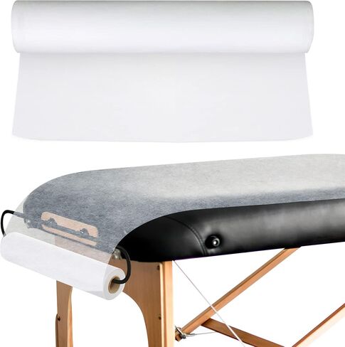 JJ CARE Disposable Massage Table Sheets - 50 Sheets [31.5" x 328 feet, 1 Roll] - 50% Thicker Perforated Massage Bed Cover, Non-Woven Disposable Roll for Massage Table for Waxing, Facial, Tattoo, & Spa in Saudi Arabia