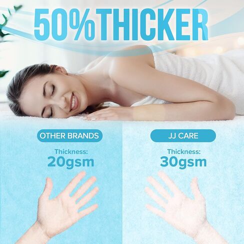 JJ CARE Disposable Massage Table Sheets - 50 Sheets [31.5" x 328 feet, 1 Roll] - 50% Thicker Perforated Massage Bed Cover, Non-Woven Disposable Roll for Massage Table for Waxing, Facial, Tattoo, & Spa in Saudi Arabia