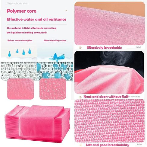 100pcs Disposable Massage Table Cover, Fitted Spa Bed Sheets Elastic Waterproof Bed Sheets for Spa Tattoos Protective Massage Table Cover Barrier Esthetician Supplies in Saudi Arabia