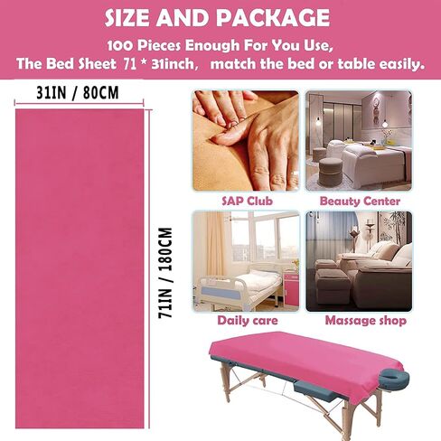 100pcs Disposable Massage Table Cover, Fitted Spa Bed Sheets Elastic Waterproof Bed Sheets for Spa Tattoos Protective Massage Table Cover Barrier Esthetician Supplies in Saudi Arabia