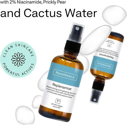 facetheory Replenamist T5 - Face Mist, Dermal Treatment Face Mist, Toner for Dry Skin, 2% Niacinamide, Prickly Pear and Cactus Water, Vegan & Cruelty-Free, Made in UK | 3.4 Fl Oz in Saudi Arabia