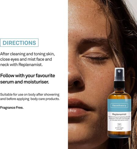 facetheory Replenamist T5 - Face Mist, Dermal Treatment Face Mist, Toner for Dry Skin, 2% Niacinamide, Prickly Pear and Cactus Water, Vegan & Cruelty-Free, Made in UK | 3.4 Fl Oz in Saudi Arabia
