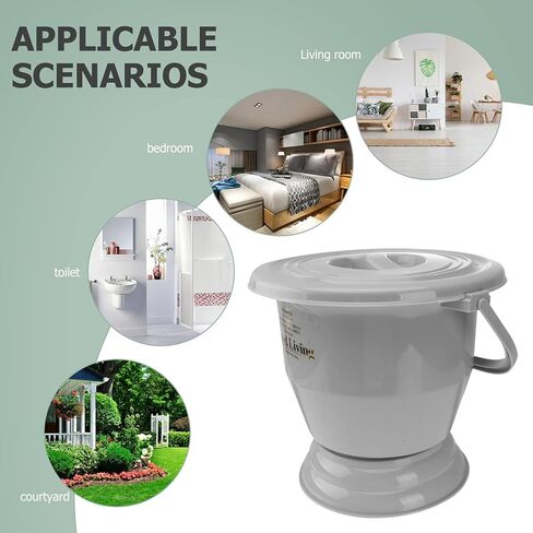YARDWE وعاء غرفة المرحاض المحمول مع غطاء سميك لغرفة المبصقة، دلو السرير، مقعد المبولة، المرحاض المنزلي، إبريق البول الليلي للأطفال المسنين والحوامل (رمادي) نونية الأطفال الصغار in Kuwait