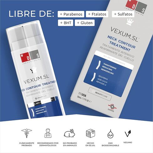 كريم Vexum.SL لشد الرقبة من DS لابراتوريز - كريم لتقليل الذقن المزدوجة، كريم شد وشد الرقبة وتنعيمه، خالٍ من البارابين (50 مل) in Kuwait