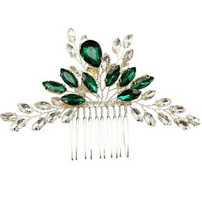 Bridal Crystal Hair Comb Rhinestone Hair Piece Prom Party Festival Wedding Hair Accessories for Women and Girls (Green) in Kuwait