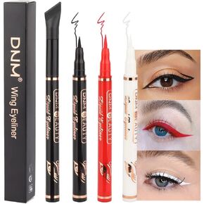 evpct 2Pcs Black Liquid Wing Eyeliner Stamp Eye Pencil Makeup Sets Waterproof Colored Color Eye Liners Stamps Shapes delineador de ojos contra el agua delineadores de colores para ojos 01&01