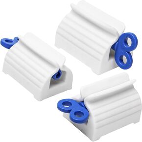 أسكراكو أنبوب معجون الأسنان مكون من 3 قطع مع حامل معجون أسنان متدحرج حامل معجون أسنان دوار بعصر موزع فني للحمام (أزرق) in Kuwait