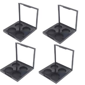 لوحة ظلال عيون من 5 قطع من BesYouSel، لوحة مكياج بلاستيكية فارغة، 4 شبكات، علبة ظلال عيون مستديرة مع مقالي بلاستيكية مستديرة 26 مم لصبغة ظلال العيون وأحمر الشفاه وبودرة خافي العيوب، أسود in Kuwait