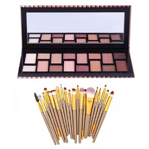 لوحة ظلال عيون Saibinuo مكونة من 16 لونًا + 20 قطعة من فرش الماكياج، مجموعة من فرش الماكياج ذات صبغة عالية من Nudes اللامعة اللامعة غير اللامعة، ظلال عيون سموكي ناعمة صناعية، فرشاة مزج كريمية، مجموعة لوحة محايدة (16 درجة عالية الصبغة) in Kuwait