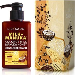 LILY SADO Milk+Manuka Coconut Milk & Manuka Honey Gentle Gel Face Cleanser - Natural Facial Wash Cleanses, Balances & Hydrates - Reduces Pores & Blackheads that Cause Acne - 5oz