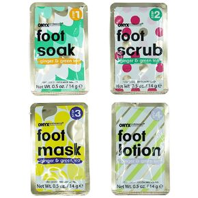 اونيكس بروفيشنال مجموعة العناية بالقدم للتخلص من السموم بالزنجبيل والشاي الاخضر ونقع القدم ومقشر وقناع ولوشن in Kuwait