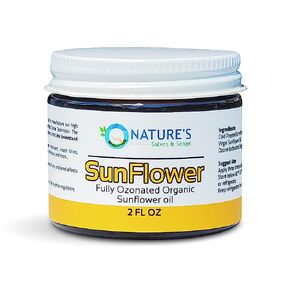 Nature's Salves and Soaps 100% زيت عباد الشمس العضوي غير المكرر المعالج بالأوزون بالكامل - 2 أونصة - * جرة زجاجية *