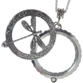Artisan Owl Dragon Fly 4x Magnifier Magnifying Glass Dragonfly Pendant Necklace, 30"
