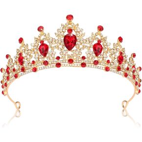 SuPoo التيجان للنساء عيد ميلاد تاج الذهب تاج ملون حجر الراين الأميرة تيارا المعادن الملكة تاج للنساء عقال اكسسوارات الشعر الهدايا حزب الديكور لحفل زفاف حفلة موسيقية عيد الهالوين in Kuwait