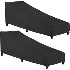 SunPatio Chaise Lounge Cover Outdoor Waterproof, 2 Pack Patio Lounge Chair Covers with Windproof Buckle Straps, UV & Rip & Fade Resistant, All Weather Protection, 80W x 30D x 26H inch, Black