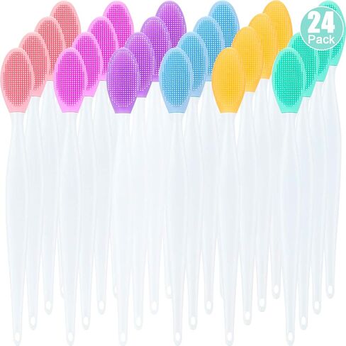 24 Pieces Double-Sided Silicone Exfoliating Lip Brush Brush Silicone Facial Scrubber Exfoliator Set Silicone Facial Cleaning Tool for DIY Facial Skin Care in Saudi Arabia