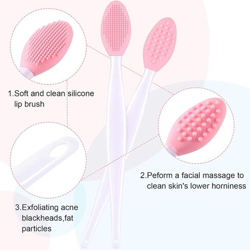 24 Pieces Double-Sided Silicone Exfoliating Lip Brush Brush Silicone Facial Scrubber Exfoliator Set Silicone Facial Cleaning Tool for DIY Facial Skin Care in Saudi Arabia