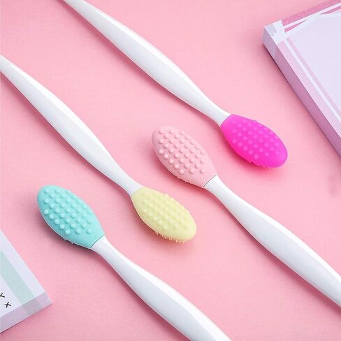 24 Pieces Double-Sided Silicone Exfoliating Lip Brush Brush Silicone Facial Scrubber Exfoliator Set Silicone Facial Cleaning Tool for DIY Facial Skin Care in Saudi Arabia