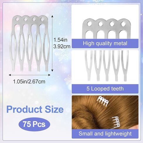 ANCIRS 50 Pack Hair Side Combs for Women, Metal Combs for Securing Headband Veils, 5 French Teeth Bridal Wedding Hair Barrette, Updo Bun Hair Accessories for Girls - White in Saudi Arabia