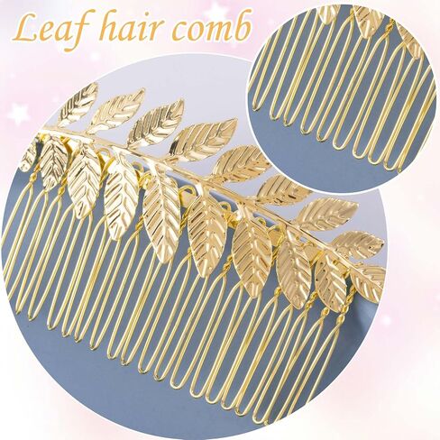 PAGOW 3 PCS Leaf Hair Combs, Gold Rhinestone Pearl Hair Comb Clips, Hair Side Comb Clips, Faux Pearl Crystal Wedding Headpiece Hair Accessories For Women, Girls, Bride, Bridesmaid (3 Different Size) in Saudi Arabia