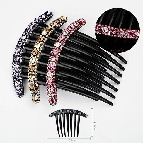 6 Pcs Rhinestone Flower Hair Side Combs for Women Decorative Crystal Diamonds Floral Hair Fork Clip Bridal Wedding Hairpin Hair Clip Accessories for Bun Prom Vintage Hair Styling Accessories in Saudi Arabia