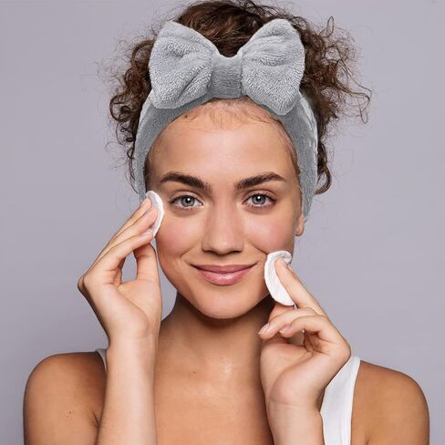 عصابات رأس سبا من NYKKOLA مكونة من قطعتين، عصابة رأس مرنة من الصوف المرجاني مع 2 فرشاة قناع وجه من السيليكون، للنساء والفتيات اللاتي يغسلن الوجه والعناية بالبشرة والرياضة. (رمادي، وردي) in Kuwait