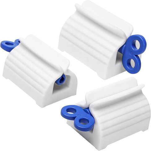 أسكراكو أنبوب معجون الأسنان مكون من 3 قطع مع حامل معجون أسنان متدحرج حامل معجون أسنان دوار بعصر موزع فني للحمام (أزرق) in Kuwait