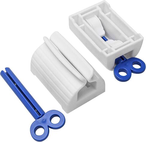 أسكراكو أنبوب معجون الأسنان مكون من 3 قطع مع حامل معجون أسنان متدحرج حامل معجون أسنان دوار بعصر موزع فني للحمام (أزرق) in Kuwait