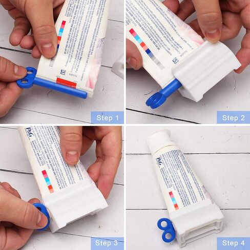 أسكراكو أنبوب معجون الأسنان مكون من 3 قطع مع حامل معجون أسنان متدحرج حامل معجون أسنان دوار بعصر موزع فني للحمام (أزرق) in Kuwait