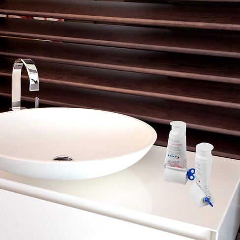 أسكراكو أنبوب معجون الأسنان مكون من 3 قطع مع حامل معجون أسنان متدحرج حامل معجون أسنان دوار بعصر موزع فني للحمام (أزرق) in Kuwait