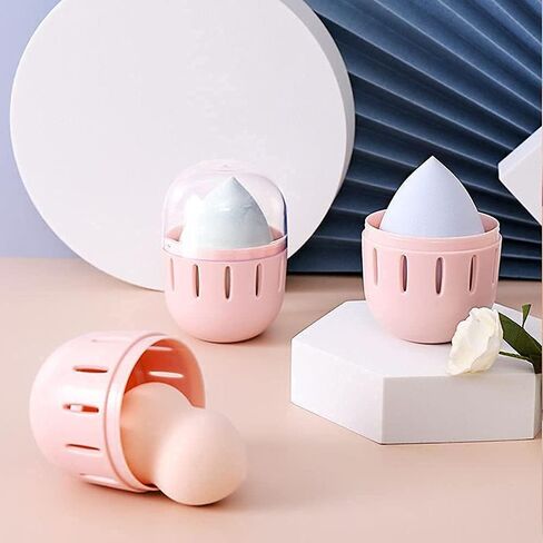 حامل منظم إسفنجة المكياج من سنفيكون، حاوية إسفنجة لمستحضرات التجميل على شكل بيضة، حامل خالٍ من الغبار مع غطاء شفاف للفتيات والنساء والزوجة في حقائب اليد وأمتعة السفر، وردي متين وقابل للغسل وقابل لإعادة الاستخدام، وردي in Kuwait