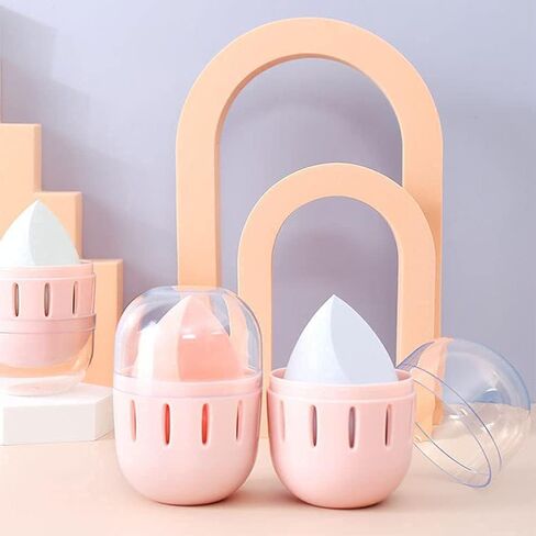 حامل منظم إسفنجة المكياج من سنفيكون، حاوية إسفنجة لمستحضرات التجميل على شكل بيضة، حامل خالٍ من الغبار مع غطاء شفاف للفتيات والنساء والزوجة في حقائب اليد وأمتعة السفر، وردي متين وقابل للغسل وقابل لإعادة الاستخدام، وردي in Kuwait