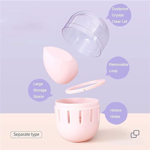 حامل منظم إسفنجة المكياج من سنفيكون، حاوية إسفنجة لمستحضرات التجميل على شكل بيضة، حامل خالٍ من الغبار مع غطاء شفاف للفتيات والنساء والزوجة في حقائب اليد وأمتعة السفر، وردي متين وقابل للغسل وقابل لإعادة الاستخدام، وردي in Kuwait