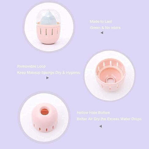 حامل منظم إسفنجة المكياج من سنفيكون، حاوية إسفنجة لمستحضرات التجميل على شكل بيضة، حامل خالٍ من الغبار مع غطاء شفاف للفتيات والنساء والزوجة في حقائب اليد وأمتعة السفر، وردي متين وقابل للغسل وقابل لإعادة الاستخدام، وردي in Kuwait