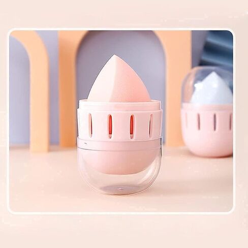 حامل منظم إسفنجة المكياج من سنفيكون، حاوية إسفنجة لمستحضرات التجميل على شكل بيضة، حامل خالٍ من الغبار مع غطاء شفاف للفتيات والنساء والزوجة في حقائب اليد وأمتعة السفر، وردي متين وقابل للغسل وقابل لإعادة الاستخدام، وردي in Kuwait